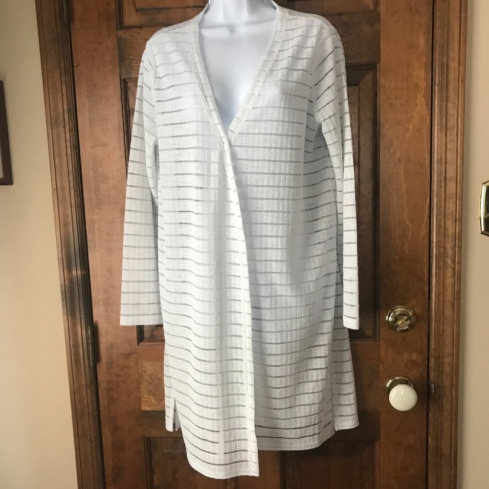 Ellen Tracy White Long Sleeve Swim Cover-Up Large
